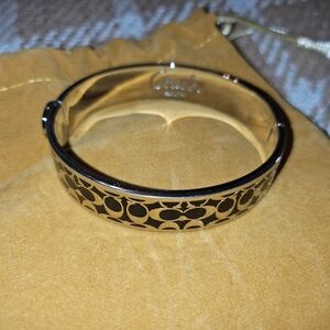Vintage Coach Black Hinged Bangle Bracelet
